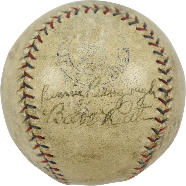 Ruth and Gehrig - Circa 1927 Babe Ruth & Benny Bengough Signed Baseball (JSA)