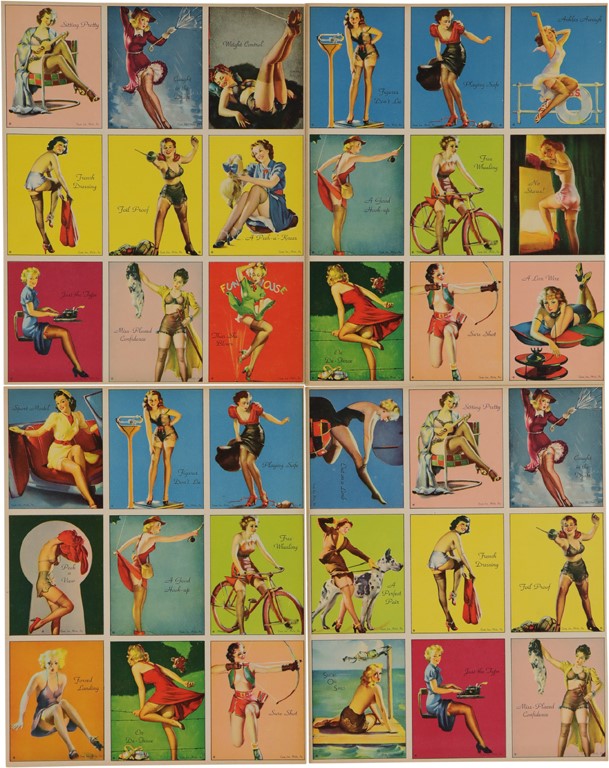 Non Sports Cards - 1944 R59 Gum Inc. American Beauties Uncut Panels (1 1/2 Complete Sets!)