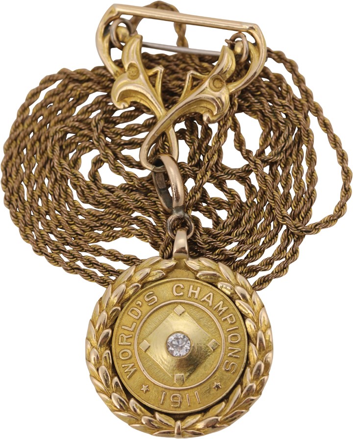 - 1911 Philadelphia Athletics World Champions Gold Medallion Presented to Rube Oldring