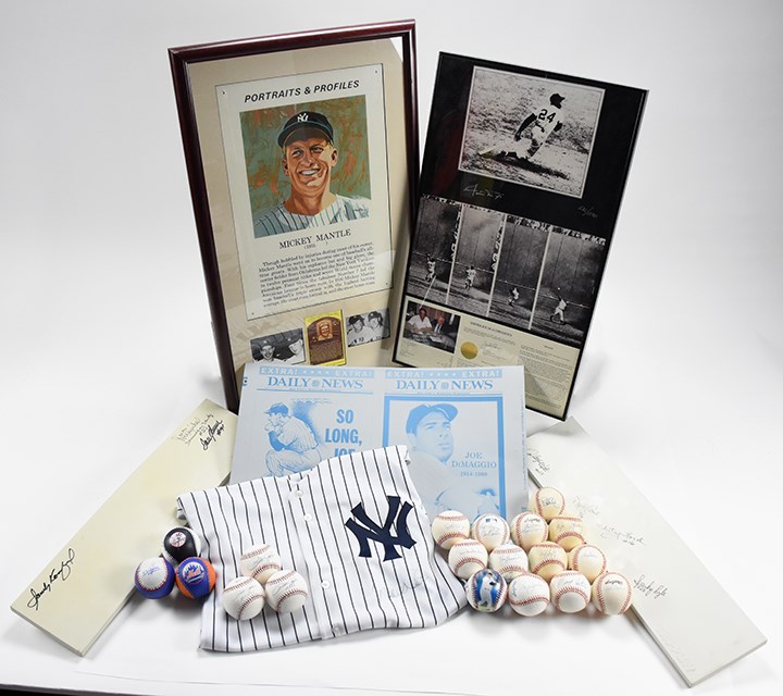 Baseball Autographs - Signed Baseball Collection Jeter Jersey, Mantle, Baseballs, Pitching Mounds