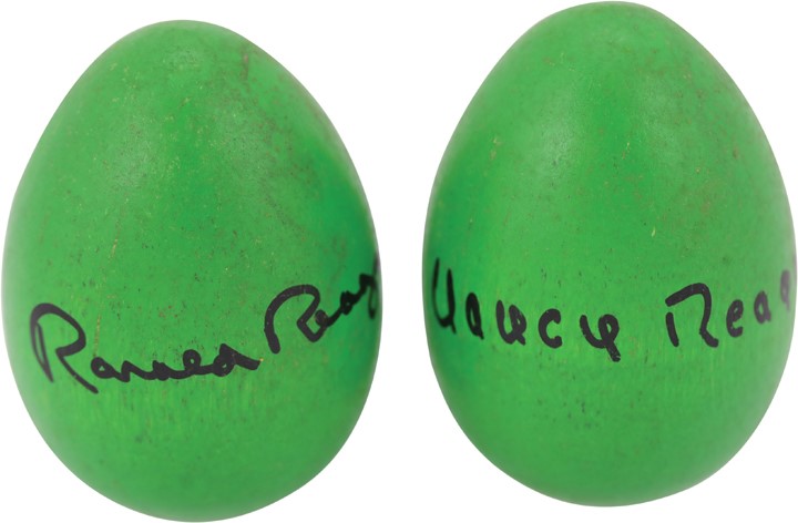 - 1988 Ronald & Nancy Reagan Signed Easter Eggs (Pair) PSA 10 - From White House Staffer