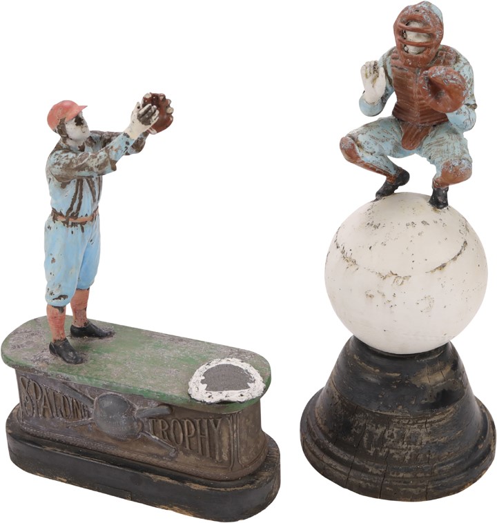 - Pair of 1920s Spalding Baseball Trophies