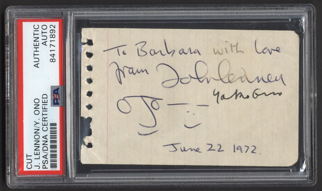 - 1972 John Lennon & Yoko Ono Signatures with Hand Drawn Sketches (PSA)