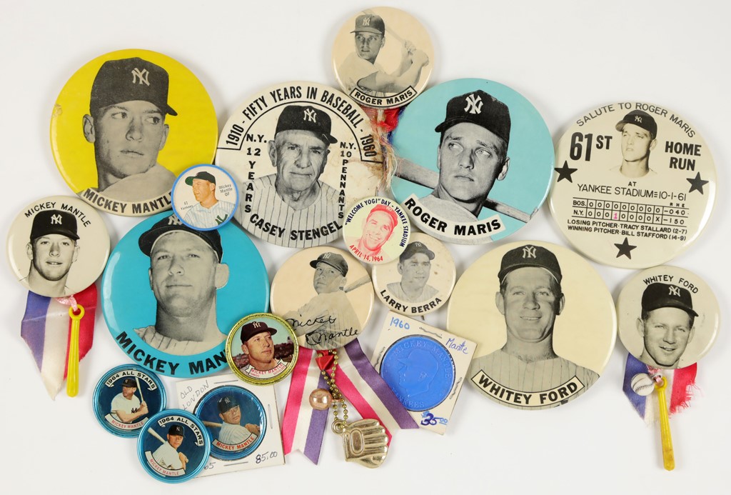 - Mantle, Maris, and Yankees Vintage Pin & Coin Collection (27)