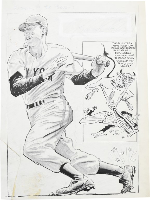 Joe DiMaggio "Summer of '49" Sporting News Original Art by Willard Mullin