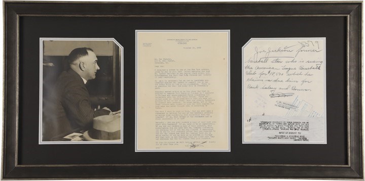 - "1919 World Series Restitution" Letter to Joe Jackson from His Attorney