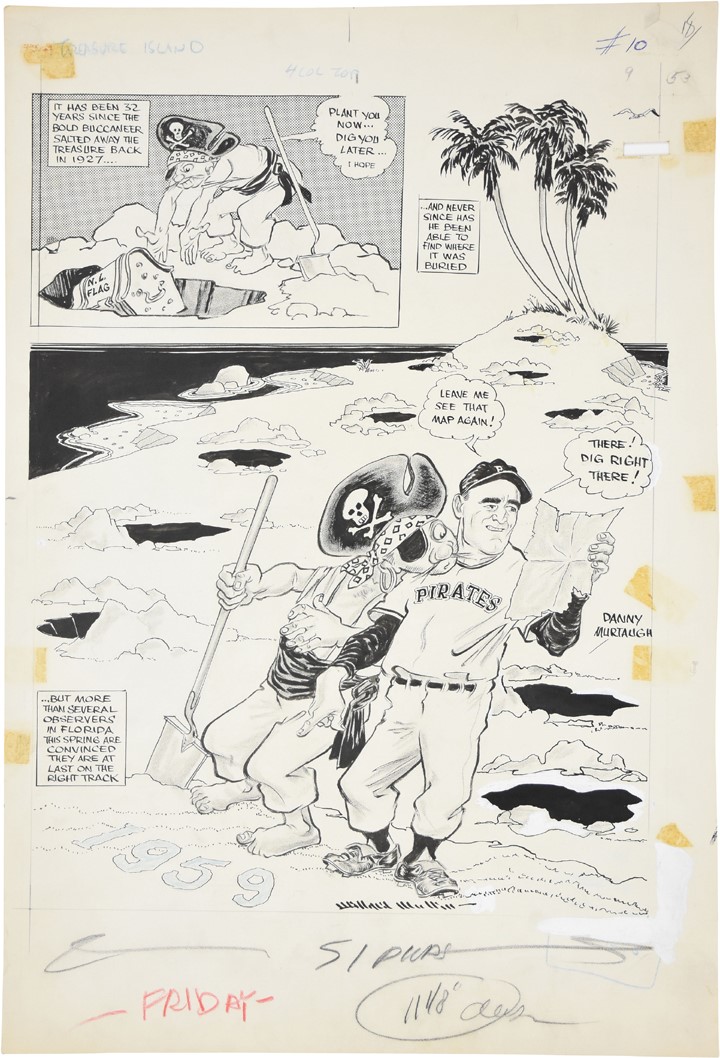 - 1959 Pittsburgh Pirates "The Out Right Trade" Sporting News Original COVER ART By Willard Mullin