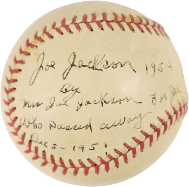 - "Joe Jackson" by Mrs. Joe Jackson Signed Baseball