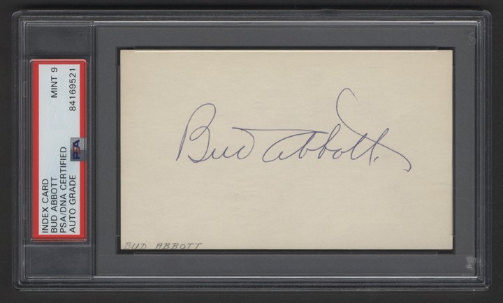 Bud Abbott Signature Obtained In Person by NYC Autograph Hound (PSA MINT 9)