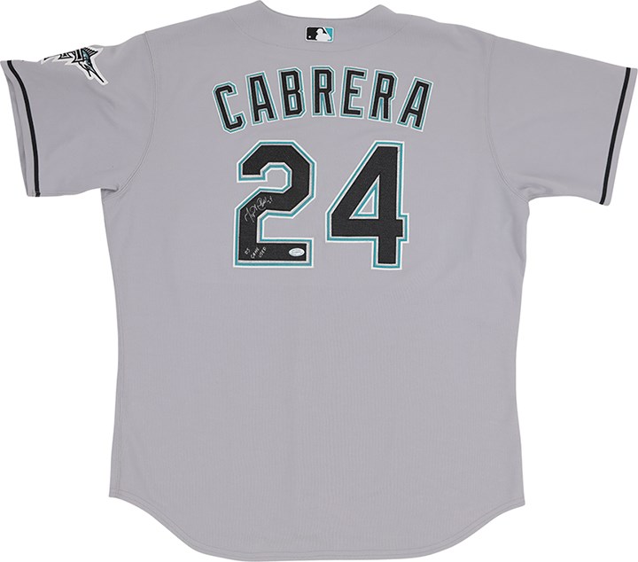 Baseball Equipment - 2005 Miguel Cabrera Florida Marlins Signed Game Worn Away Jersey (Cabrera Holo)