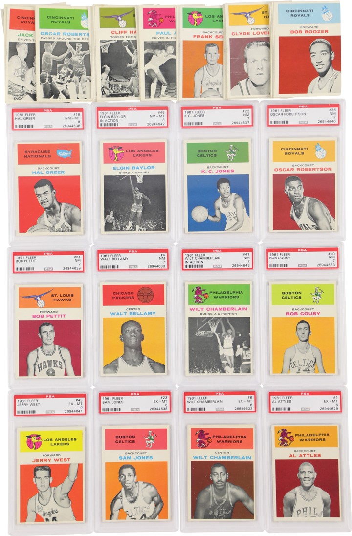 Basketball Cards - 1961 Fleer Basketball Complete Set w/PSA 6 Chamberlain Rookie (66/66)