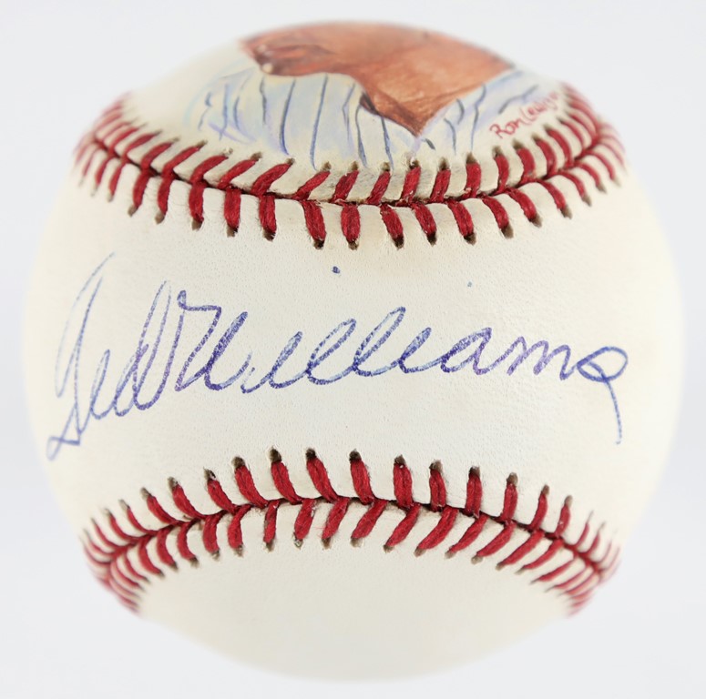 - Ted Williams Signed and Painted Baseball by Ron Lewis (PSA)