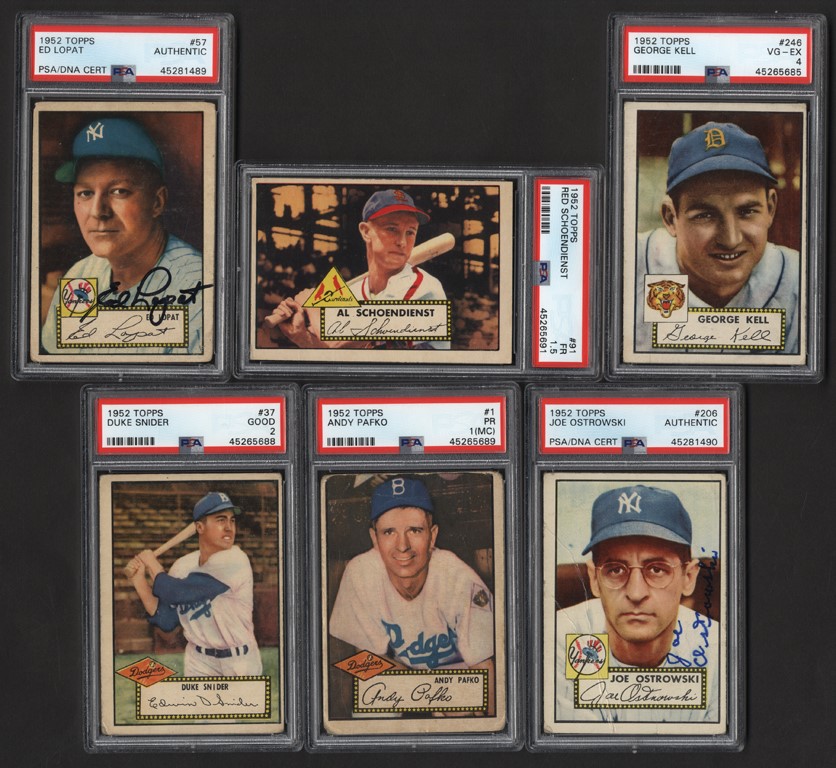 - 1952 Topps Low Number Partial Set with Some Signed PSA (247)