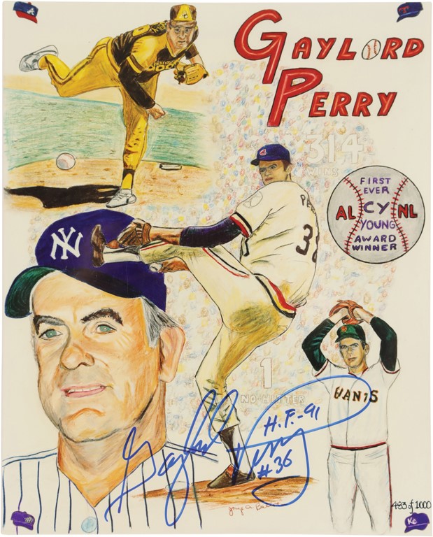 Baseball Autographs - Gaylord Perry Signed Inscribed "HOF 91" Limited Edition Photographs (181)