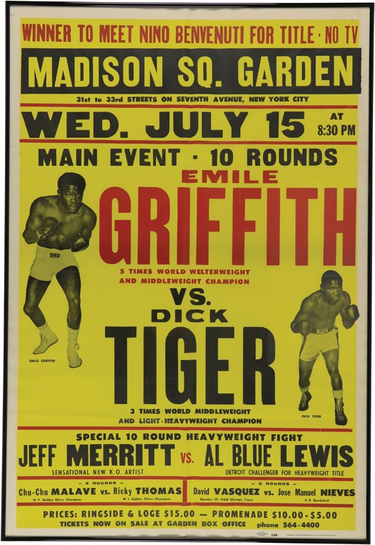 - 1970 Emile Griffith v. Dick Tiger On-Site Boxing Poster