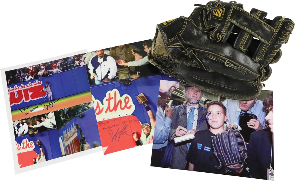 - 1996 Jeffrey Maier‚s Glove Used to Catch Derek Jeter‚s ALCS Game One Home Run (Maier LOA & Photo-Matched)