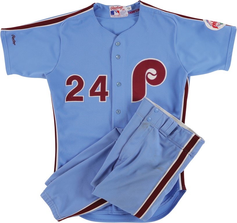 Baseball Equipment - 1988 Milt Thompson Philadelphia Phillies "Powder Blue" Game Worn Uniform