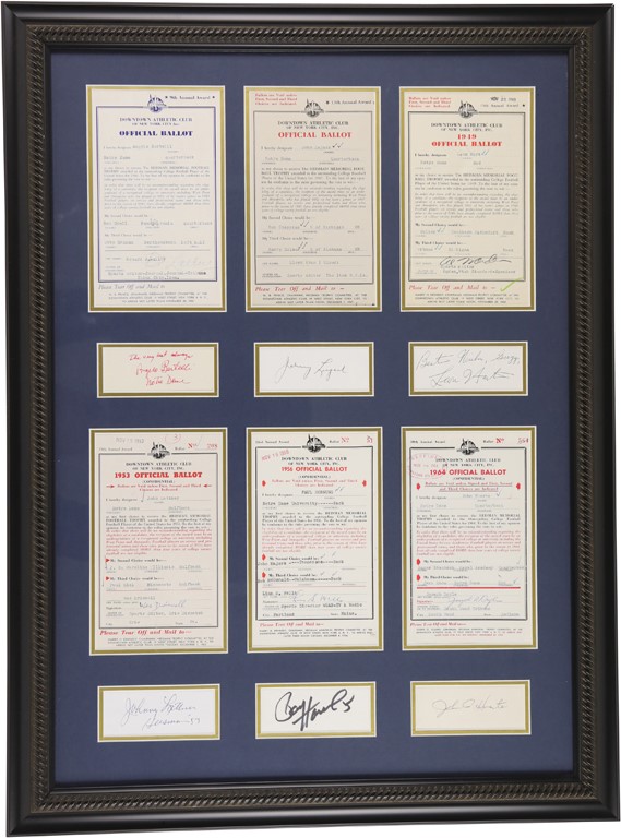 The Notre Dame Football Collection - Notre Dame Heisman Trophy Winner Framed display w/6 Cut Signatures