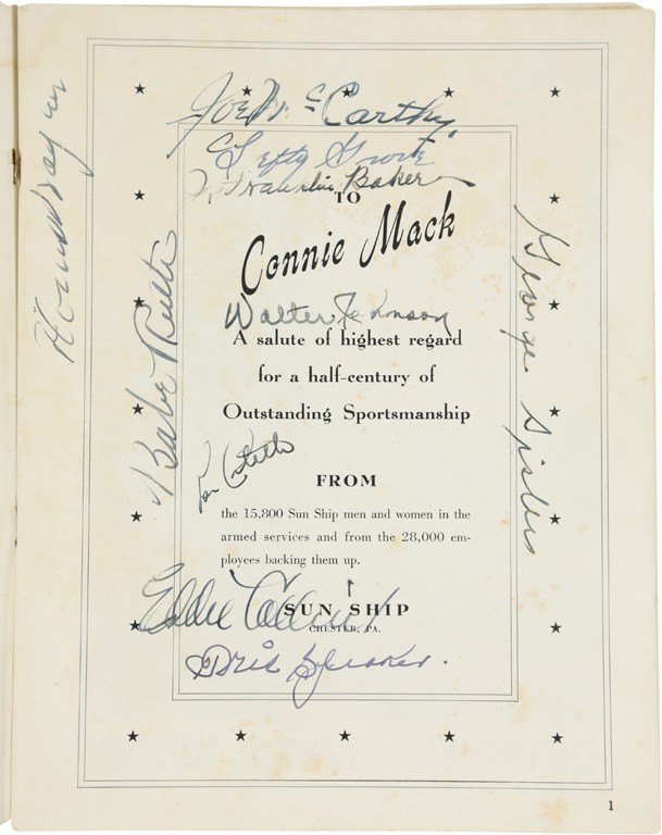 Baseball Autographs - 1944 Connie Mack Golden Anniversary Signed Program Signed with Babe Ruth, Honus Wagner & Walter Johnson (JSA)