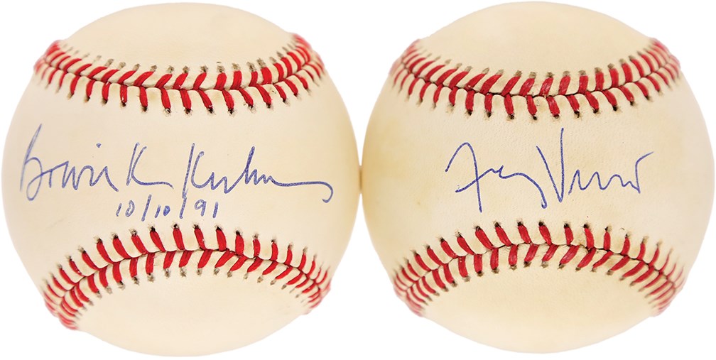 Bowie Kuhn and Fay Vincent Single-Signed Baseballs