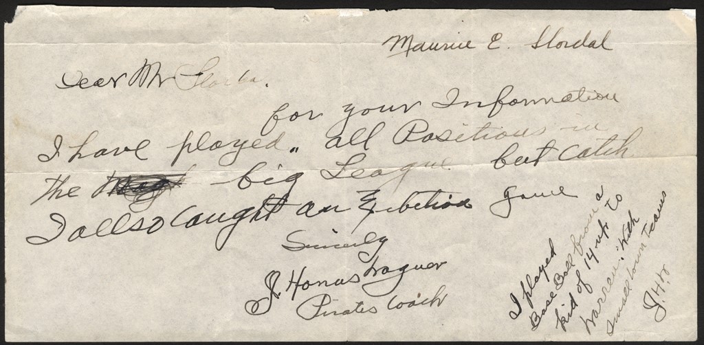 Baseball Autographs - Honus Wagner Signed Handwritten Letter (JSA)
