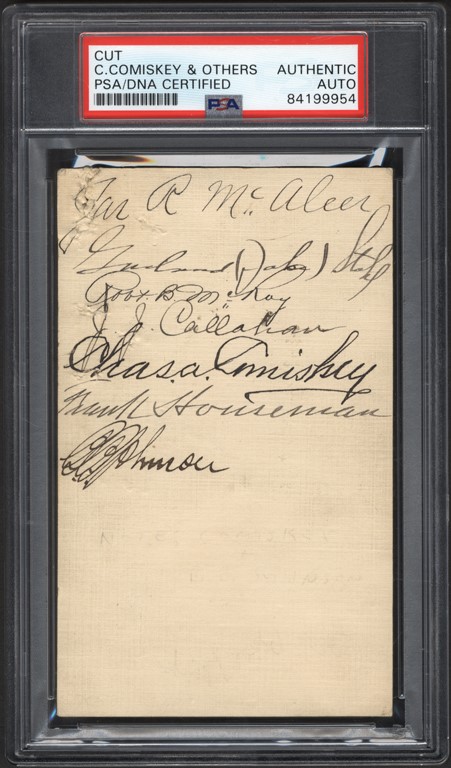 Baseball Autographs - Comiskey, Johnson, Stahl and More Signed Postcard (PSA)