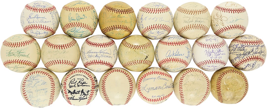 Baseball Autographs - Team-Signed Baseball Collection with Two Jackie Robinson - Many PSA or JSA (30)