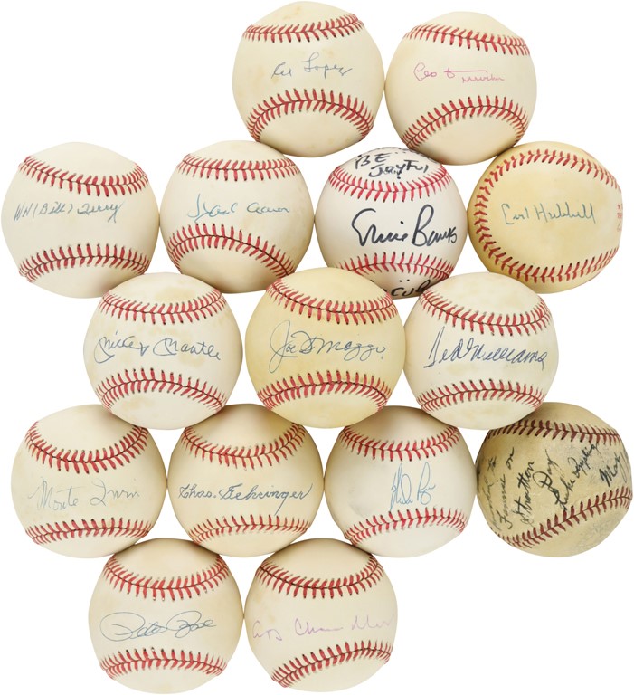 Baseball Autographs - Hall of Famers Single-Signed Baseballs with Mantle, DiMaggio & Williams (15)