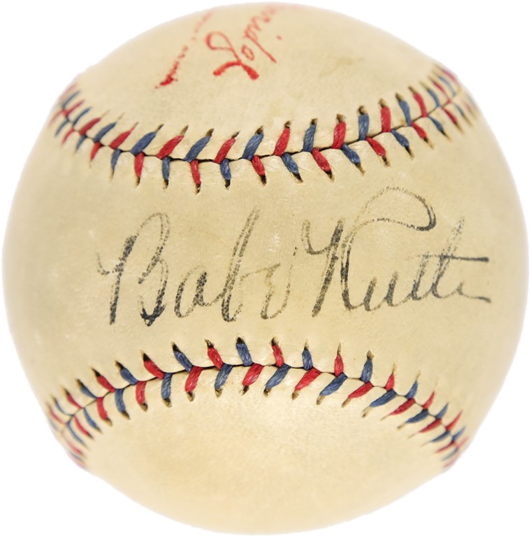 Ruth and Gehrig - High Grade 1932 Babe Ruth Single Signed Baseball (PSA)