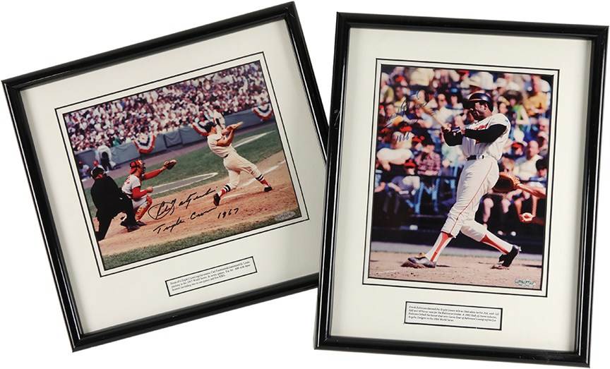Baseball Autographs - Triple Crown Winners Robinson and Yastrzemski Signed Photographs UDA
