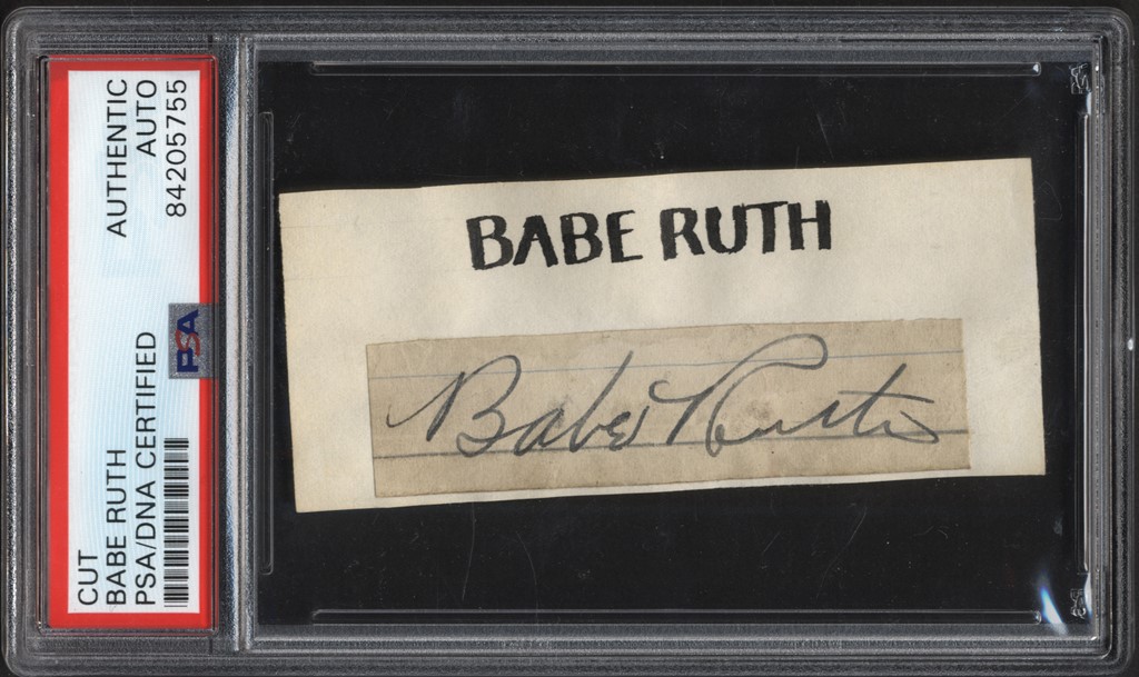 Ruth and Gehrig - 1930s Babe Ruth "In-Person" Signed Card (PSA)