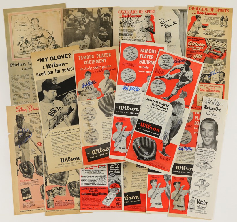 Baseball Autographs - Vintage Magazine Ads Signed By Ted Williams & Others (16)
