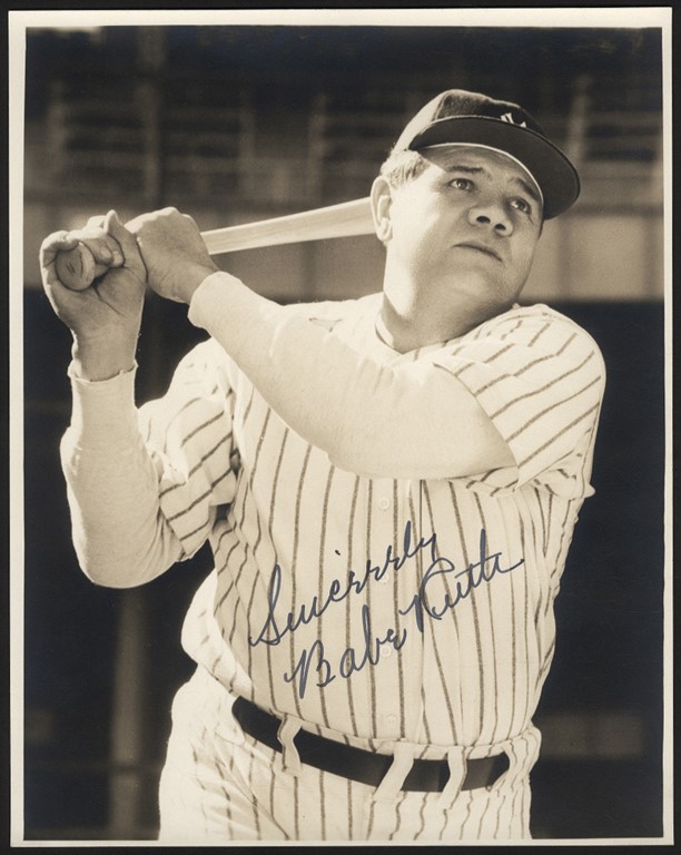 Ruth and Gehrig - Finest Known Babe Ruth Autographed Photograph (Beckett GEM MINT 10)
