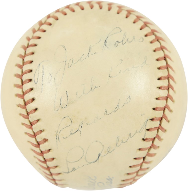 Ruth and Gehrig - Lou Gehrig Single Signed Baseball (PSA NM 7)