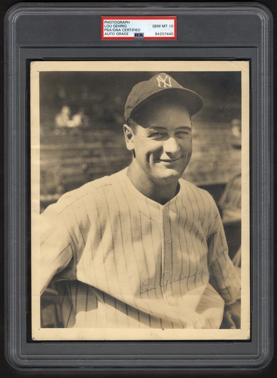 - Fabulous Lou Gehrig Signed Photograph (PSA GEM MINT 10)