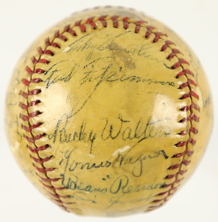 Baseball Autographs - 1940s Stars and Hall of Famers Signed Baseball w/Honus Wagner