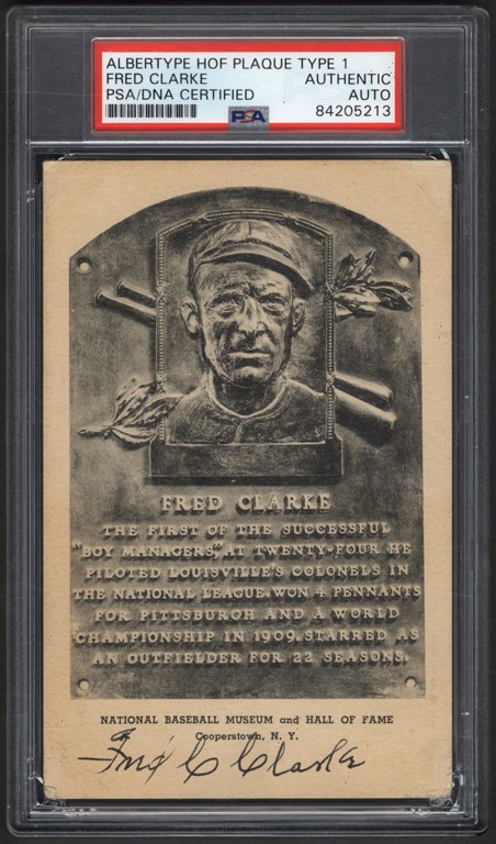 Baseball Autographs - Fred Clarke Signed Albertype Type I Hall of Fame Plaque PSA Authentic