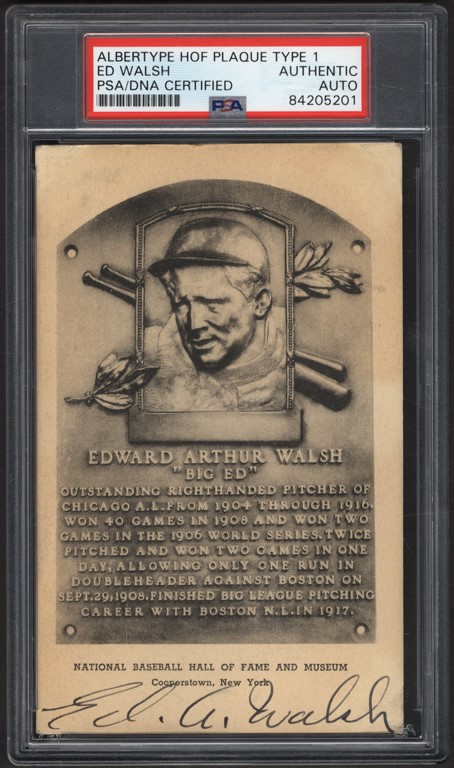 Baseball Autographs - Ed Walsh Signed Albertype Type I Hall of Fame Plaque PSA Authentic