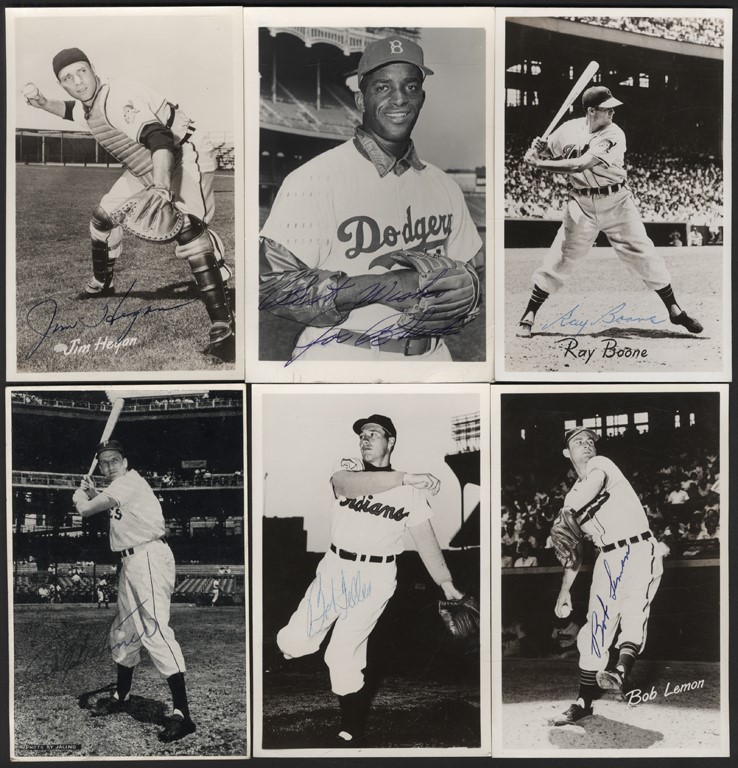 - 1950-53 Signed Real Photo Postcard Collection - Seven Used for Trading Cards! (34)