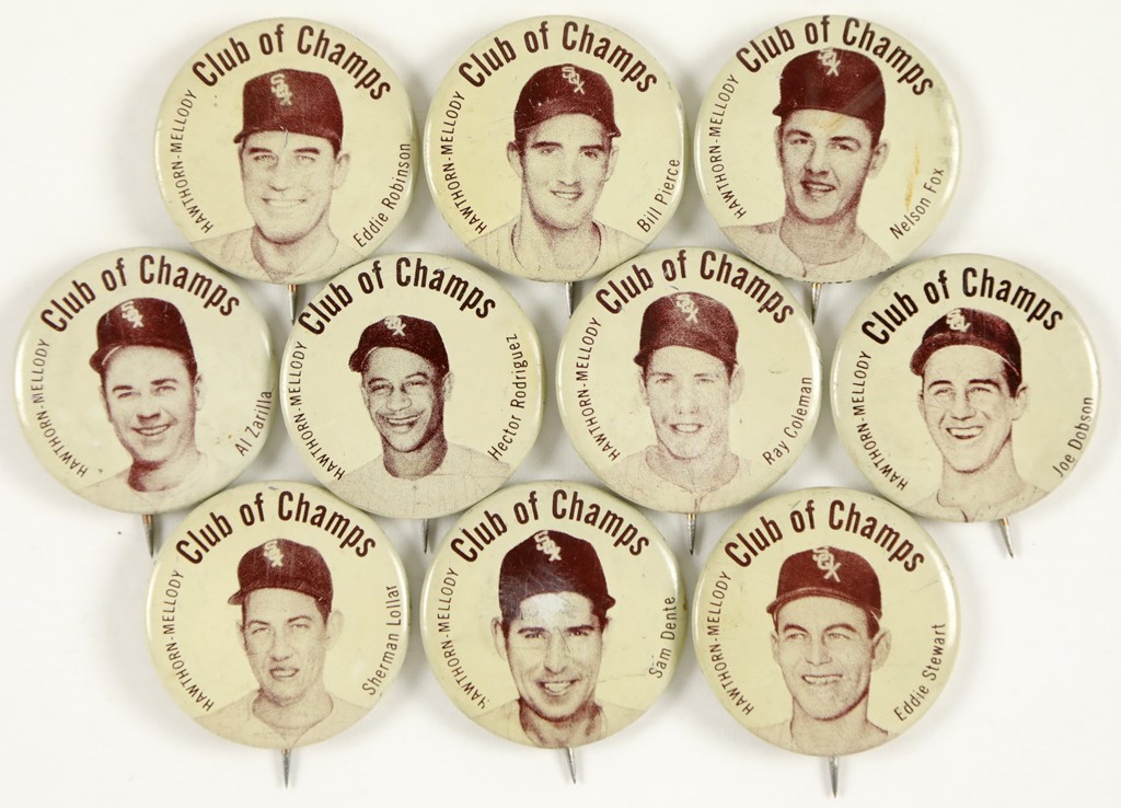 1952 Hawthorn-Mellody Chicago White Sox Pin Set (10)