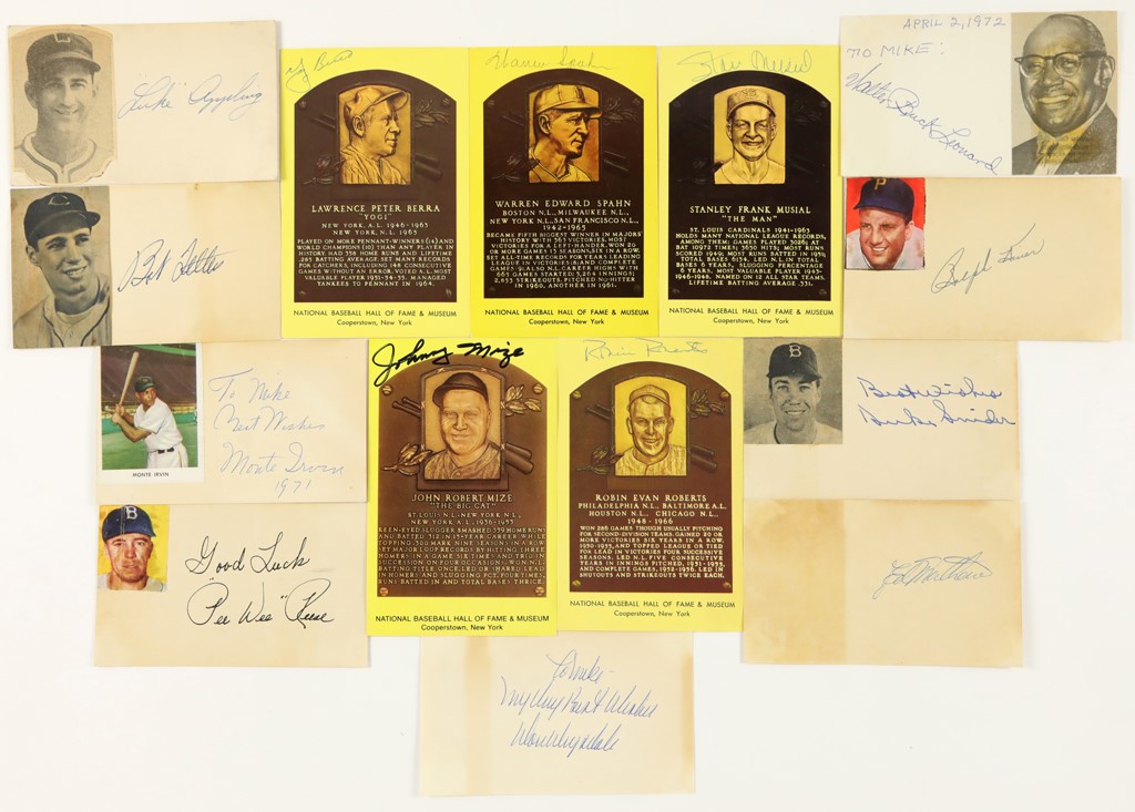 Baseball Autographs - Autograph Collection w/HOF Plaques & 3x5" (90+)