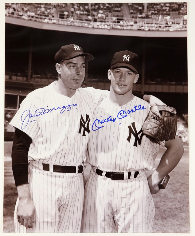 Beautiful Mickey Mantle & Joe DiMaggio Signed Oversized Photograph
