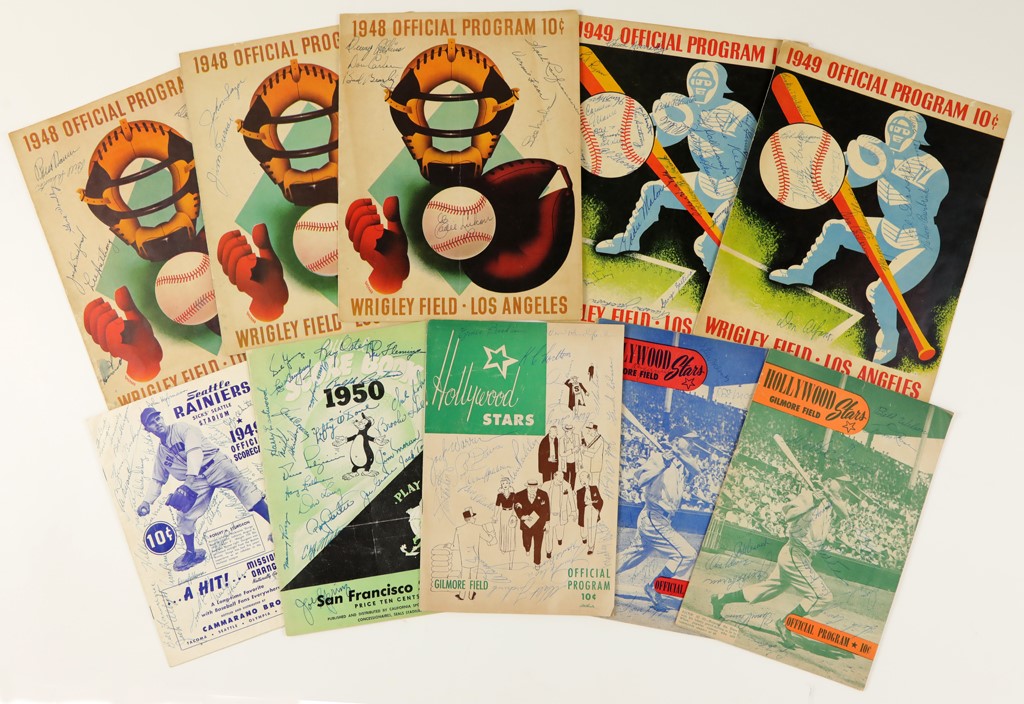 Baseball Autographs - 1948-50 Pacific Coast League (PCL) Team Signed Programs (10)