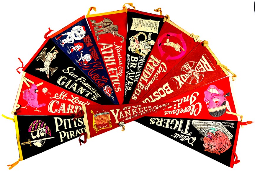 - 1930s-60s Vintage Baseball Pennant Collection (12)