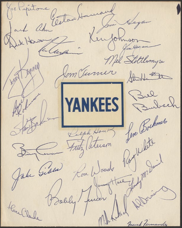 Baseball Autographs - 1969 New York Yankees Team Signed Sheet w/Elston Howard