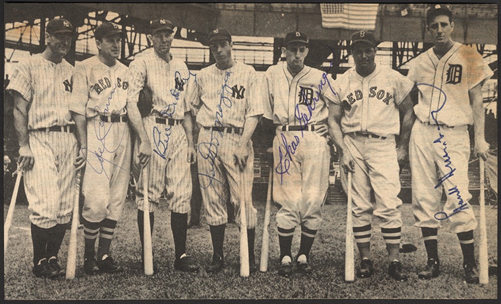 Baseball Autographs - 1937 American League All Star Signed Photo w/Greenberg & DiMaggio