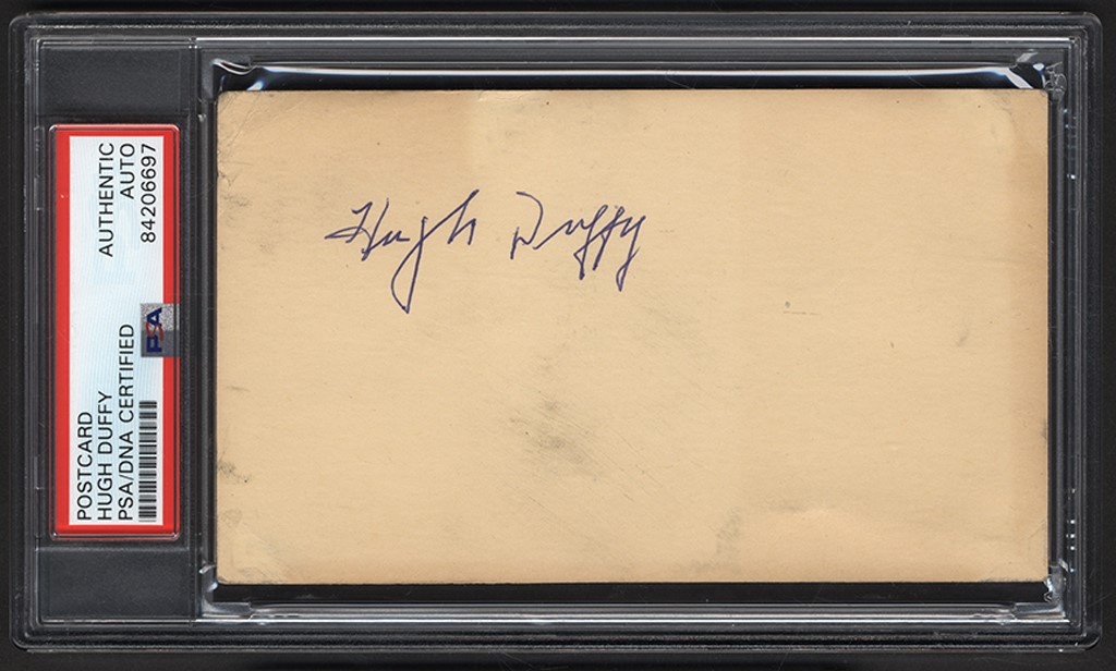 Baseball Autographs - Hugh Duffy Signed Government Postcard (PSA)