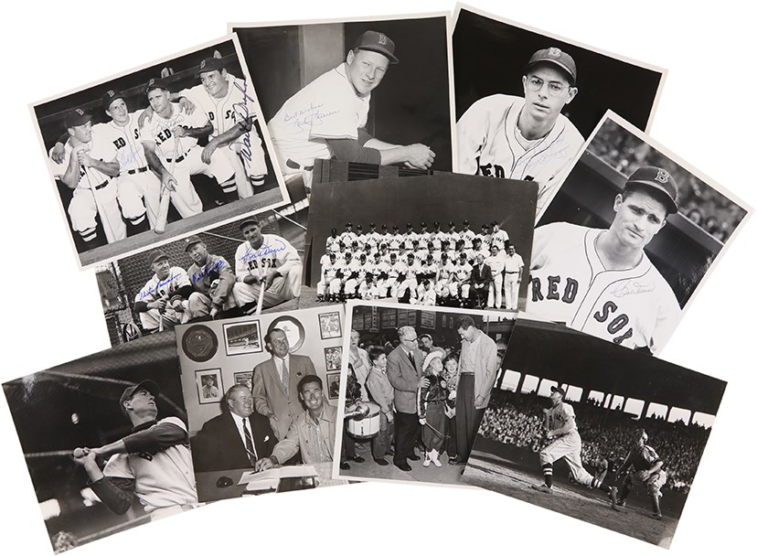 Baseball Autographs - 1940s-50s Boston Red Sox Signed and Unsigned 8"x10" Photographs (92)