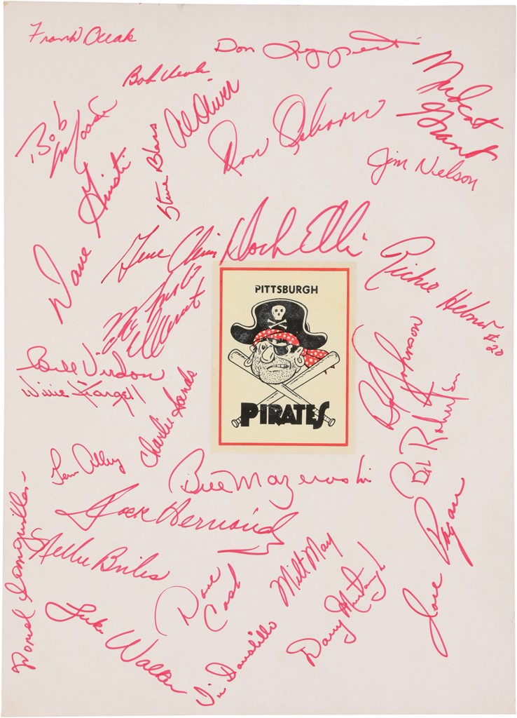Clemente and Pittsburgh Pirates - 1971 Pittsburgh Pirates World Champions Team Signed Board with Roberto Clemente (PSA 10)