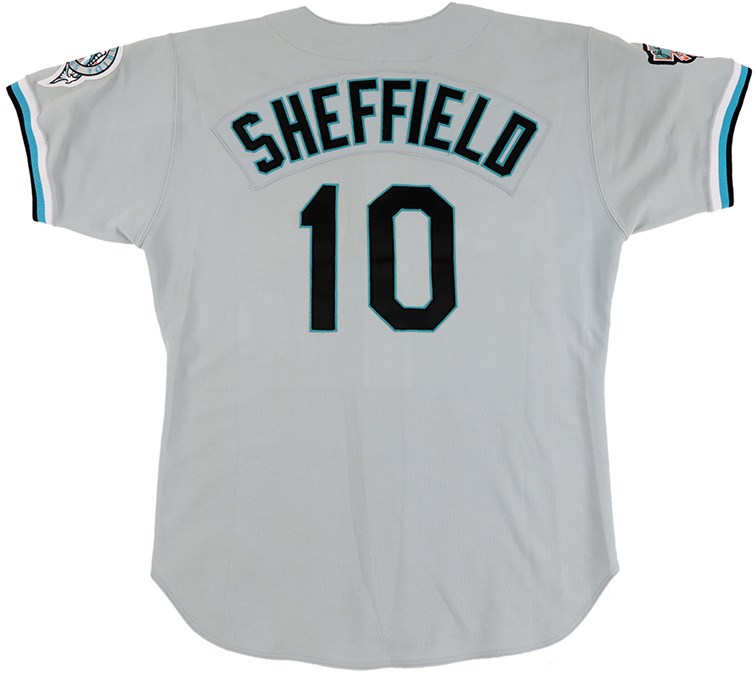 Baseball Equipment - 1997 Gary Sheffield Florida Marlins Game Worn Jersey with Jackie Robinson Patch